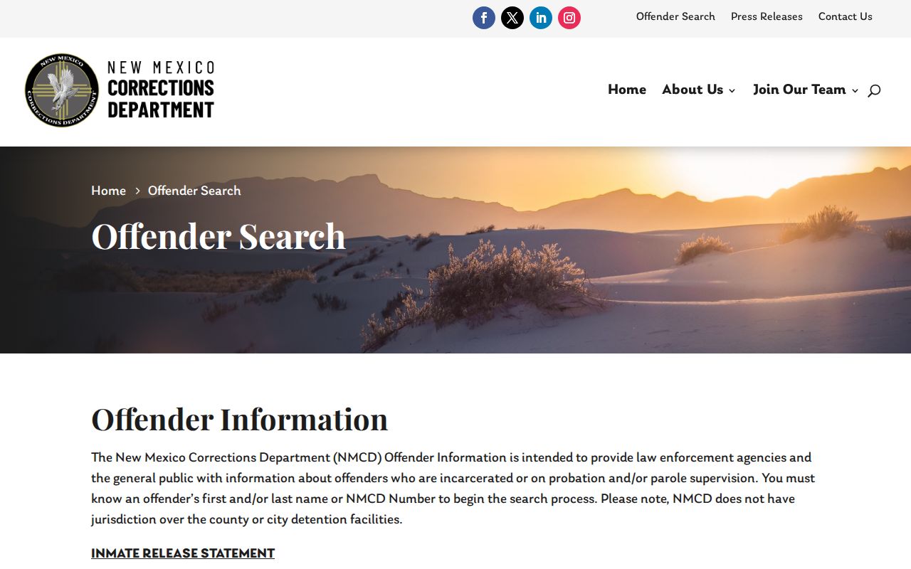 NMCD offender search scope, nightly update, and county jail exclusion